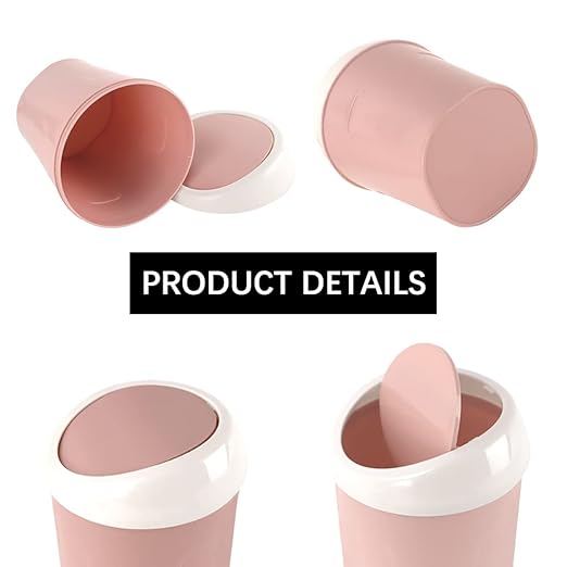 SITAKE 2 Pcs Plastic Mini Wastebasket Trash Can with 120 Trash Bags, Tiny Desktop Waste Garbage Bin with Swing Lid for Home, Office, Kitchen, Vanity Tabletop, Bedroom, Bathroom (Green + Pink)