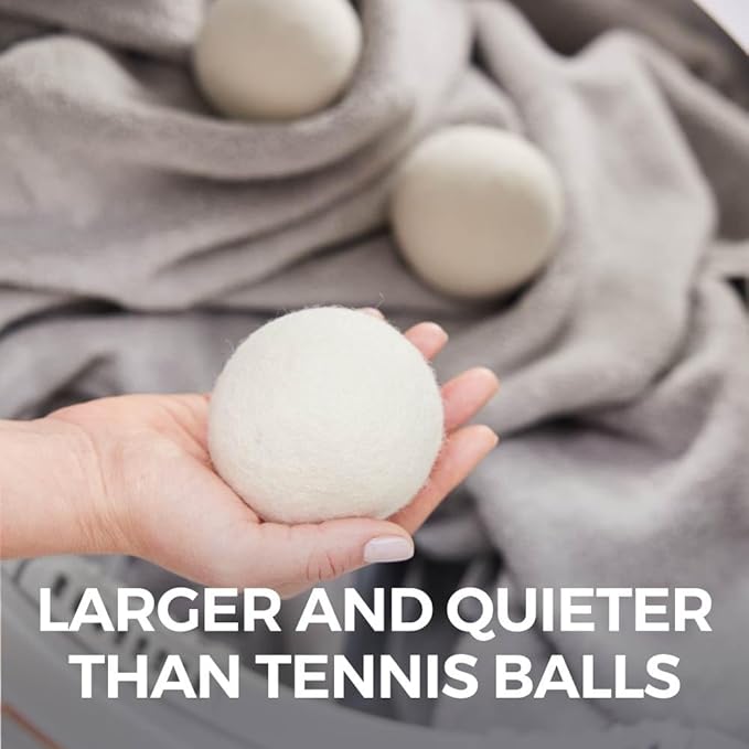 HOME GENIE Wool Reusable Dryer Balls XL, Anti Static Fast Drying Laundry for Pet Hair, Reduces Clothing Wrinkles, Lint, Natural Fabric Softener Essentials, Replace Dryer Sheets, Over 400 Loads 5 Pack