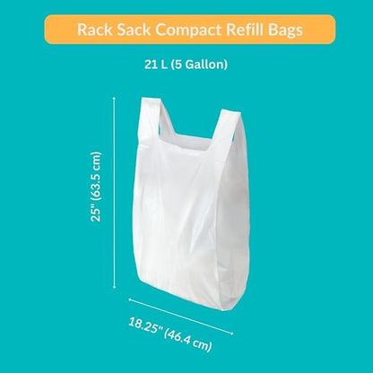Rack Sack Garbage Bags Kitchen 5-Gallon Compact Refill Bags 48 Counts Clear
