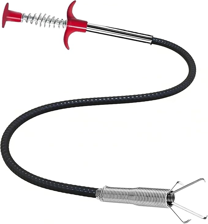 23 Inch Drain Snake Toilet Snake, 4-Claw Flexible Grabber Claw, Metal Core Pipe-Safe Clog Remover & Pick Up Small Items for Sink Shower Tub Kitchen