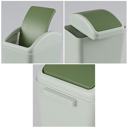 4.5 Gallon Trash Can with Swing Lid, Plastic Swing Top Trash Can (Green)