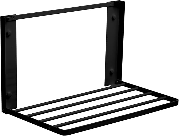 Foldable Wall Mounted Clothes Drying Rack,Space-Saving Laundry Drying Rack, Magnetic & Punch-Free Retractable Hanging Rack with 4 Drying Bars, Heavy-Duty Fold Down (Black)