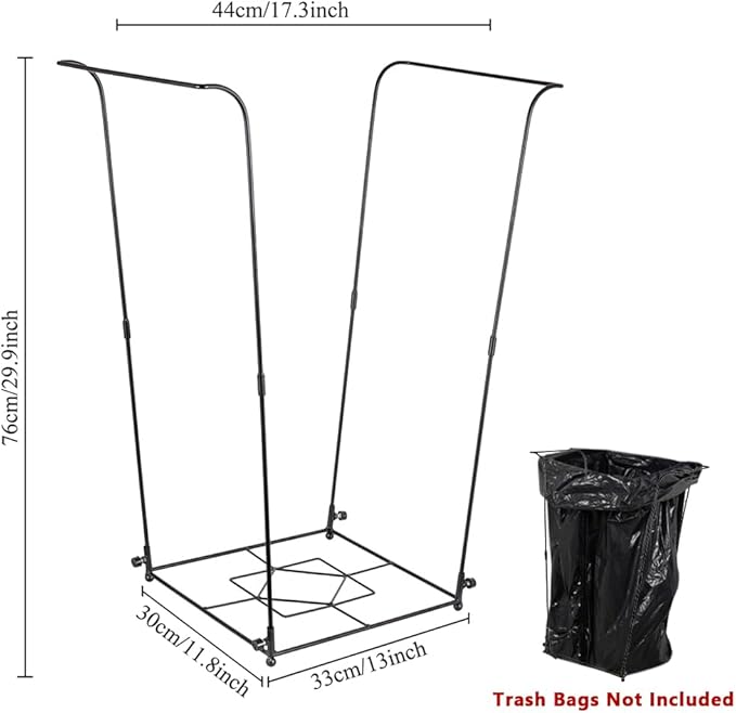 2 Pack Trash Bag Holder, 30-45 Gallon Metal Garbage Bag Holder, Multi-use Portable Trash Bag Holder Stand, Square Pattern Base Leaf Bag Holder for Patio, Yard, Garden