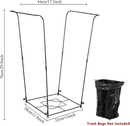 Trash Bag Holder, 30-45 Gallon Metal Garbage Bag Holder, Multi-use Portable Trash Bag Holder Stand, Square Pattern Base Leaf Bag Holder for Patio, Yard, Garden