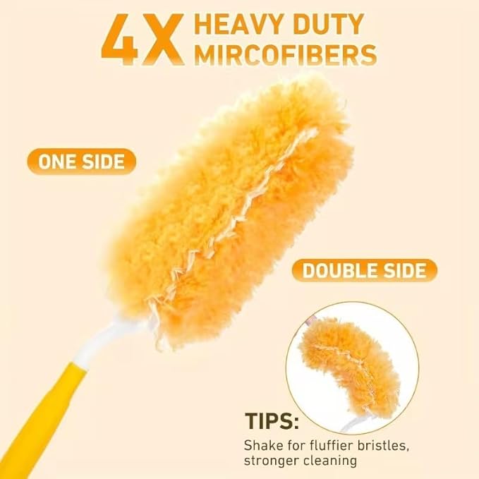 360° Duster Refills Kit for Duster, 30 Pack & 1 Handle, Multi-Surface Dusters with 4X Microfibers. Efficient Duster Kit for Cleaning Pet Hair, Home, Office, Blinds, Furniture and More