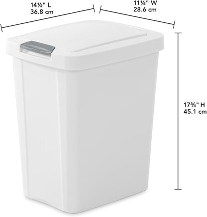 Sterilite 7.5 Gallon TouchTop Wastebasket Trash Can with Pop Up Lid for Kitchen, Bathroom, Mudroom or Office, 4 Pack, White