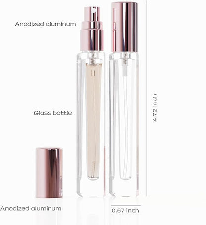Mini Glass Spray Bottles, 10ml, 6 Pack, Fine Mist Refillable, Portable Travel Perfume Atomizers (Pink)