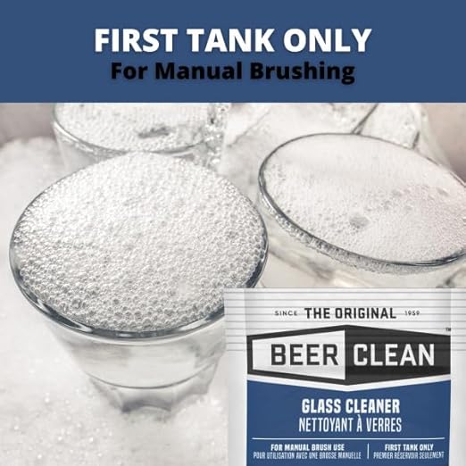 BEER CLEAN Diversey 990221 Glass Cleaner for Manual Brushing, Portion Control Bar Glass Washing Powder, Unscented, Packet, 0.5-Ounce (Pack of 100)