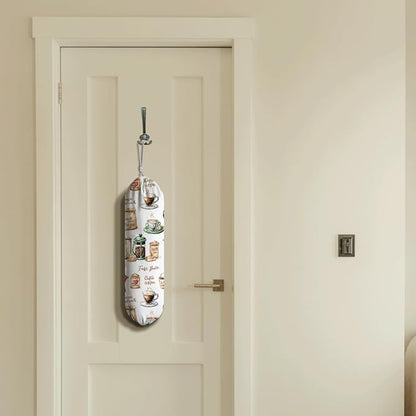 Coffee Pot Plastic Bag Holder, Reusable Shopping Bags Storage Dispenser, Garbage Trash Bag Dispenser for Home Kitchen Pantry Cabinet, Wall Mount, Kitchen Housewarming Gifts for Coffee Lover