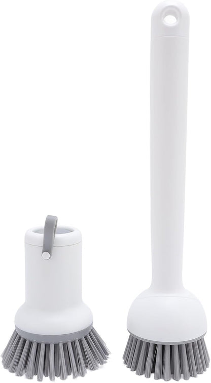 ZJchao 2 Pcs Soap Dispensing Handle and Palm Brush Set, Efficient Rotating Head Dish Scrub Brush for Kitchen, High Efficiency Stain Removal, Comfortable Cleaning Experience,