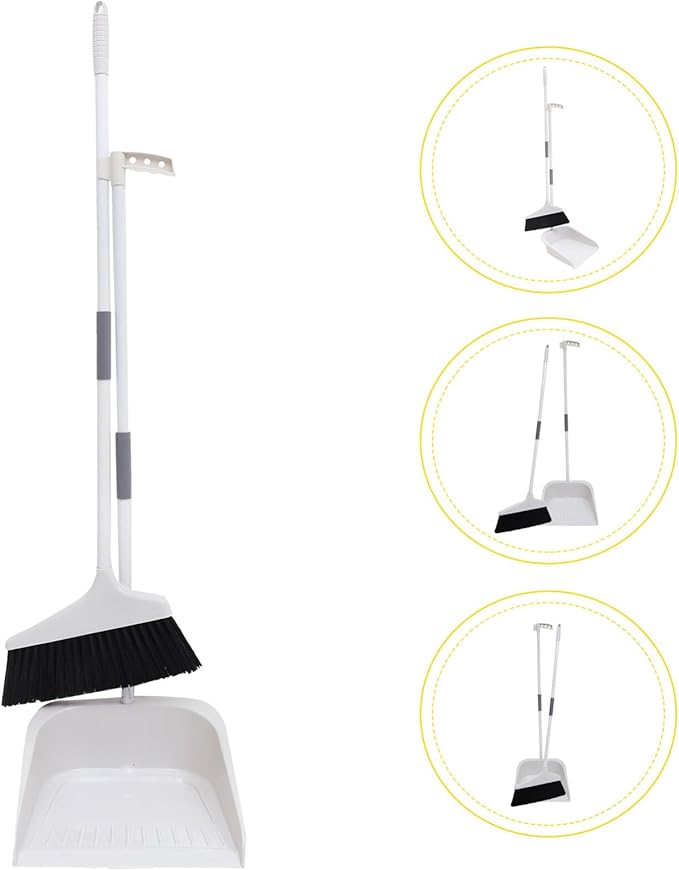 Lurrose Broom and Dustpan Set Heavy Duty Floor Cleaning Kit with Soft Bristles and Ergonomic Long Handle for Home Kitchen Tile and Hardwood Surfaces
