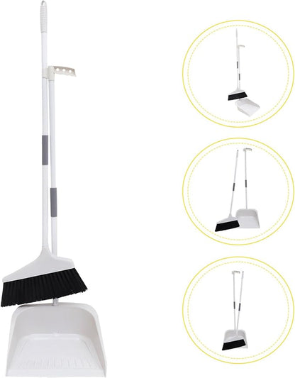 Lurrose Broom and Dustpan Set Heavy Duty Floor Cleaning Kit with Soft Bristles and Ergonomic Long Handle for Home Kitchen Tile and Hardwood Surfaces