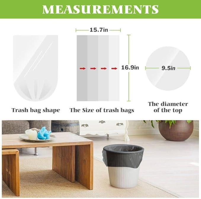 1.2 Gallon 160 Counts Small Trash Bags Garbage Bags, Bathroom Trash Can Bin Liners, Small Plastic Bags for home office kitchen, fit 5-6 Liter, 0.8-1.6 and 1-1.5 Gal, Black