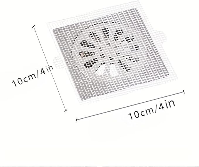 20 Pack Disposable Shower Drain Hair Catcher – 4" x 4" Mesh Drain Covers & Stickers, Filter Protector for Shower, Bathtub, Kitchen Sink & Laundry – Traps Human & Pet Hair