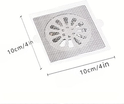 20 Pack Disposable Shower Drain Hair Catcher – 4" x 4" Mesh Drain Covers & Stickers, Filter Protector for Shower, Bathtub, Kitchen Sink & Laundry – Traps Human & Pet Hair