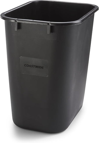 COASTWIDE Professional™ Indoor Trash Can Without Lid, Black Soft Molded Plastic, 3.5 Gallon, 2/Pack