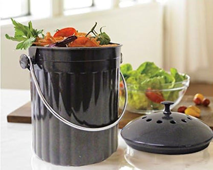 Natural Home Molded Bamboo Charcoal Compost Bin, 1 gallon, Charcoal