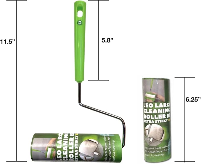 Leo 6.3-Inch Wide Lint Roller Refills, Dog Hair Roller Super Sticky Roll Floor Refill, Compatible with Leo Cleaning Roller Refill, 6 Refill Rolls with 90 Sheets Each, Total 540 Sheets