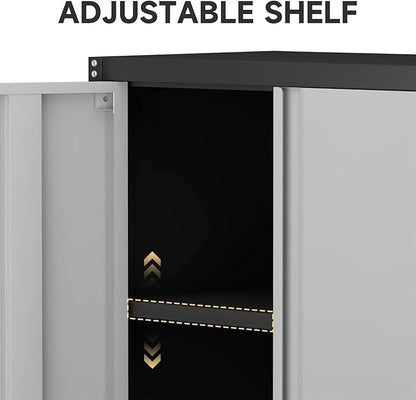 Garage Storage Cabinet,Locking Wall Cabinet with Adjustable Shelf,Wall Cabinets for Basement,Shop,School,Grey-Black