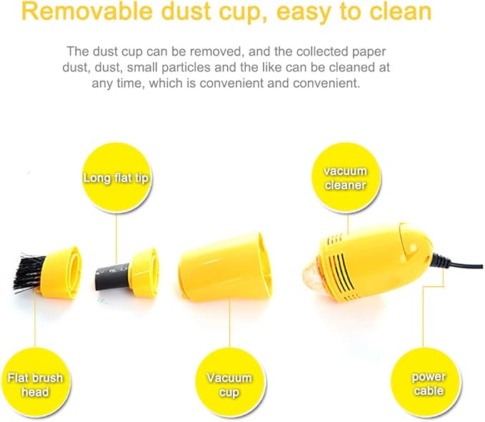 Handheld Mini Vacuum Cleaner, USB Rechargeable Keyboard Cleaner with Brush, Portable Cordless Dust Sucker for PC Laptop Office Desk Home (Black)