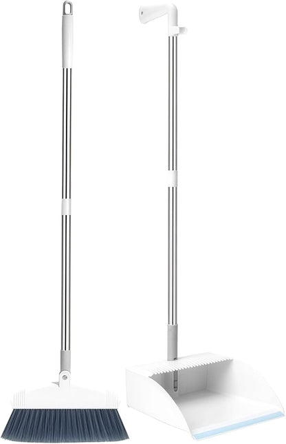 Broom and Dustpan Set, Long Handle, Standing, Foldable, for Home Use