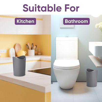 Superio MIni Bathroom Trash Can with Lid, Modern Grey Mini Waste Bin with Swing Lid (1 1/2 Gallon, 6 Liter) Plastic Garbage Can for Kitchen, Bathroom, Bedroom, Office, Under Desk (1, Grey)
