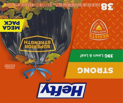 Hefty Strong Lawn & Leaf Trash Bags,39 Gallon,38 Count (Pack of 3)