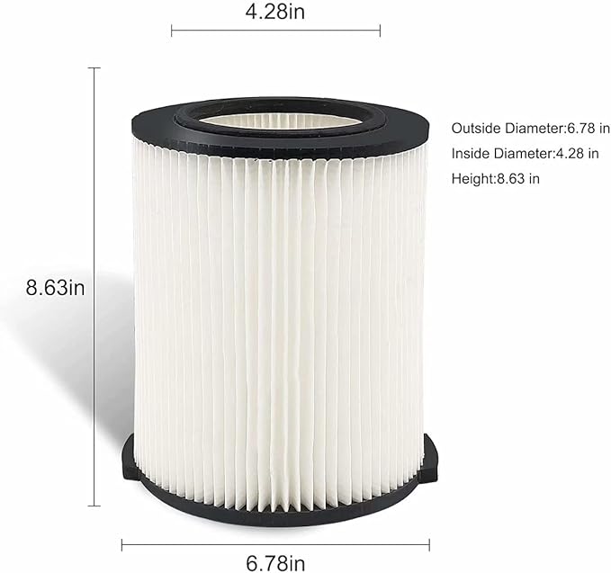 1 Pack VF4000 Filter Replacement for Ridgid Wet Dry Vacuums 5-20 Gallon & 6-9 Gal Husky Vacuums WD5500 WD0671 WD1450 RV2400A RV2600B