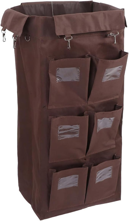 OUNONA Janitorial Cart Bag Large Capacity Leakproof Cleaning Cart Organizer Compatible with Hotel Housekeeping Carts 33.46X15.35X10.43 Inch