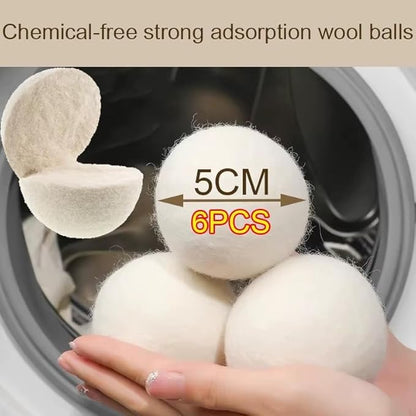 6pcs/Set Laundry Clothes Wool Dryer Balls, Laundry Tumble Dryer Balls, 5cm Laundry Softener, Reusable