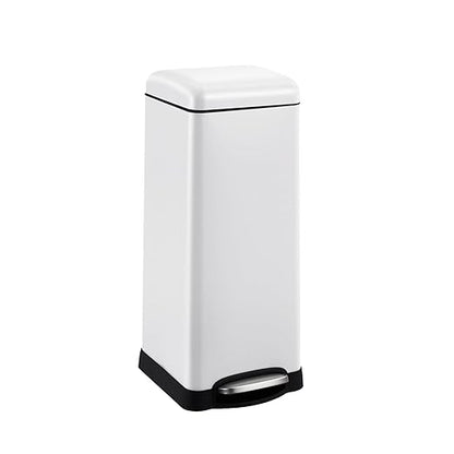 Garvee 8 gal/30 L Kitchen Trash Can, Fingerprint-Proof Stainless Steel Garbage Can with Soft-Close Lid, Recycle Bin with Removable Inner Buckets and Foot Pedal for Office Bedroom Bathroom, White