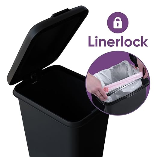 Superio 2-Pack 10L Slim Step & Push Trash Can - 2.7 Gallon Dual Opening, Compact Design (10.63"x7.68"x13.53") - Black