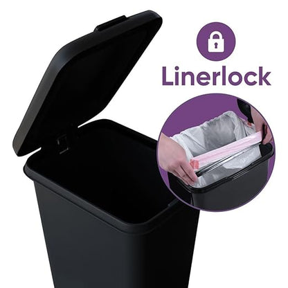 Superio 2-Pack 10L Slim Step & Push Trash Can - 2.7 Gallon Dual Opening, Compact Design (10.63"x7.68"x13.53") - Black