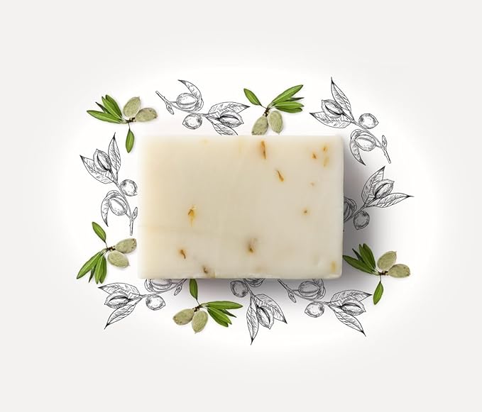 Almond & Calendula Soap Bar, French Artisnal Fine Soap, for Sensitive and Delicate Skin, Unscented, for Face, Body and Hands Wash, 3.2 oz