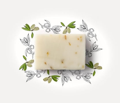 Almond & Calendula Soap Bar, French Artisnal Fine Soap, for Sensitive and Delicate Skin, Unscented, for Face, Body and Hands Wash, 3.2 oz