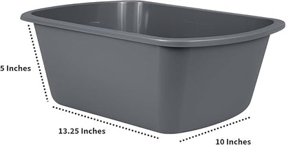 Vakly Wash Basins – Rectangular Plastic Hospital Bedside Soaking Tub - Small 7 Qt Graduated Bucket - Portable Washbasin for Washing, Cleaning, Foot Bath, Dishes, Face Cleansing Bowl (24)