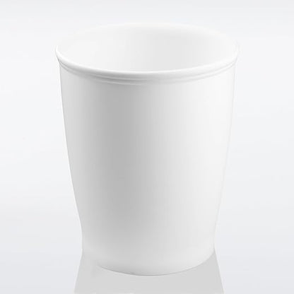 iDesign Small Round Bathroom Trash Can, Plastic Garbage Can for Bedroom, Office, Desk, Dorm, 2-Pack, White