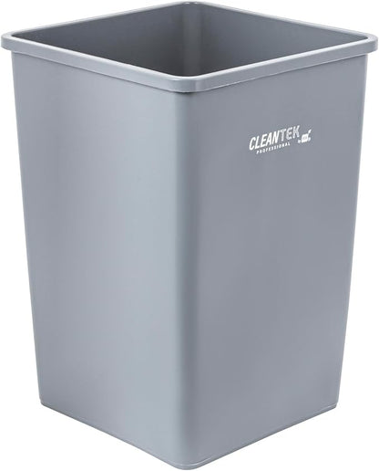 Restaurantware-Clean Tek Professional 35 Gallon Trash Can, 1 Square Waste Basket - Space Saving, Heavy-Duty, Gray Plastic Garbage Bin, For Commercial Space, Office, Store, Restaurant, And More