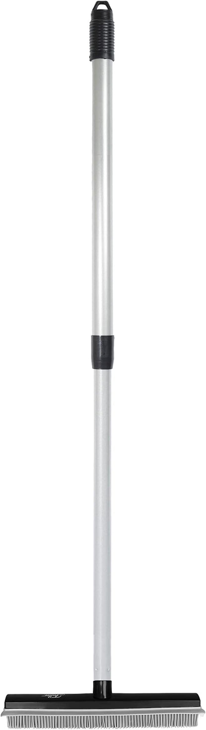 Fuller Brush Rubber Broom – for Carpets Floors Stairs Upholstery – Electrostatic Action Removes Pet Hair Lint Fuzz Dirt Particles – Built-in Squeegee Tackles Wet Messes (Complete Broom)