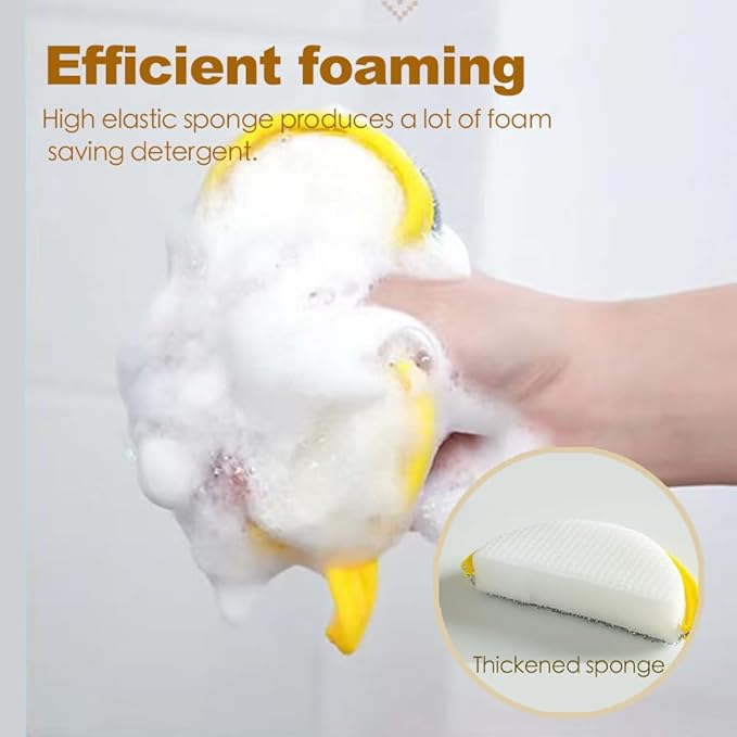 Double-Sided Non-Scratch Dish Sponge Scrubber - Reusable Round Scouring Pads for Dishes, Pots & Pans, Kitchen Sink Cleaning Tool (5)