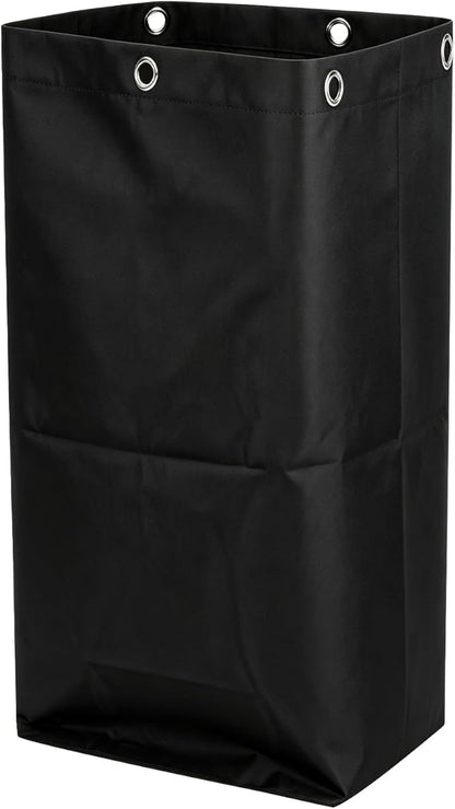 Replacement Janitorial Cleaning Cart Bag: Commercial Products 23 Gallon Industrial Janitorial Vinyl Cart Bag with 6 Brass Grommets - Size 16 x 11 x 27inches (Black)