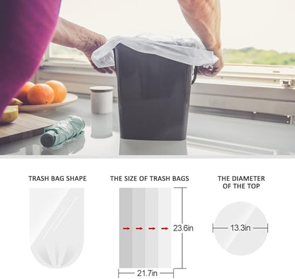 Teivio 6 Gallon 300 Counts Medium Trash Bags Garbage Bags, Bathroom Trash Can Bin Liners, Plastic Bags for office kitchen home, Clear