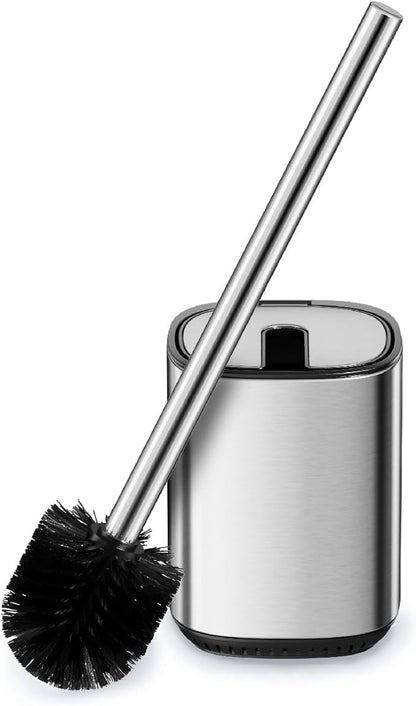 Toilet Brush and Holder Set Toilet Bowl Brush Stainless Steel Automatic Open lid Toilet Bowl Cleaner Brush Set Toilet Scrubber Kit Toilet Cleaning Brush for Bathroom