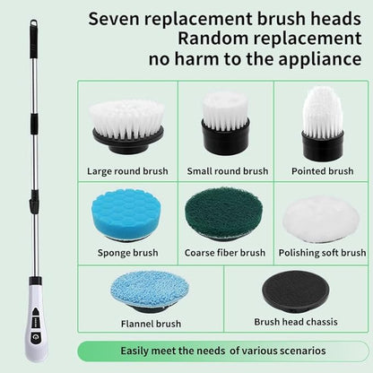 Electric Spin Scrubber, Cordless Cleaning Brush with Adjustable Extension Scrubber for Home, 9 Replaceable Brush Heads, 2 Speeds, Electric Cleaning Brush for Bathroom, Tub, Kitchen, Tile, Floor, car