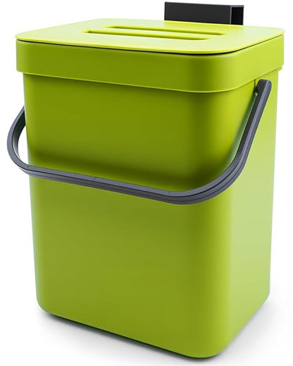 Kitchen Waste Bin with Hooks 5L, Indoor Kitchen Sealed Under Sink for Kitchen, Food Waste Bin for Countertop (DarkGreen)