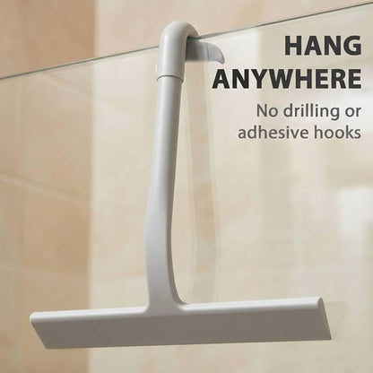 Shower Squeegee for Glass Doors, All-One-Piece Silicone Shower Squeegee with Hook Design for Easy Hanging and Cleaning (Gray)