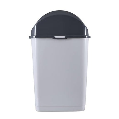 Superio Kitchen Trash Can with Swing Top Lid 9 Gallon Slim Waste Bin 37 Qt Sturdy Plastic Garbage Can Medium Recycling Bin for Office, Bathroom, Under Counter, Dorm, Bedroom (Smoke White/Grey, 2)