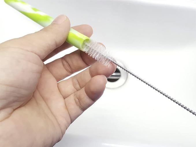 Drinking Straw Cleaning Brushes Set 17" Extra Long 1/2" Extra Wide Pipe Tube Cleaner Nylon Bristles Stainless Steel Handle - 17" x 1/2" (12 mm) - Set of 4