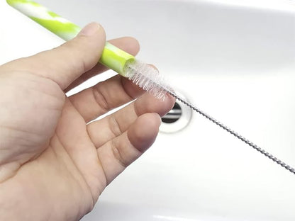 Drinking Straw Cleaning Brushes Set 17" Extra Long 1/2" Extra Wide Pipe Tube Cleaner Nylon Bristles Stainless Steel Handle - 17" x 1/2" (12 mm) - Set of 4