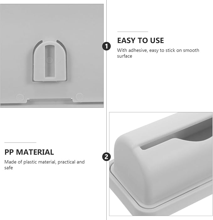 Toyvian Trash Bag Dispenser, 2pcs Wall Mounted Grocery Bag Holder Dispenser Under Sink Garbage Storage Organizer for Kitchen Bathroom Pantry Space Saving Plastic Container (Grey)
